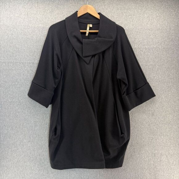 Comfy USA Womens Small Black Cowl Neck Coat Jacket Cape Short Sleeve Cape Topper - Picture 1 of 12